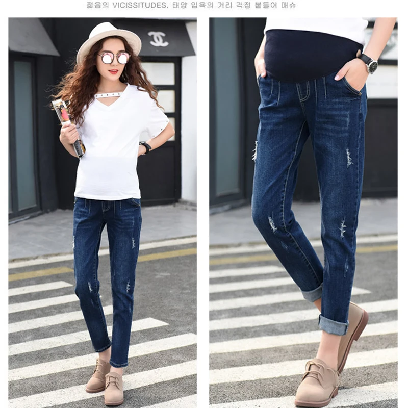 Джинсы высокого качества для беременных женщин модные тонкие штаны эластичные