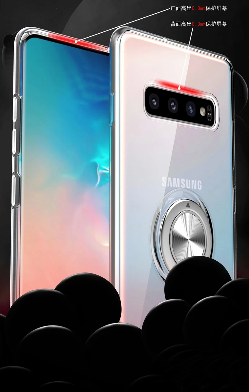 Прозрачный мягкий силиконовый чехол для телефона samsung Galaxy S10 Plus, роскошный защитный чехол с кольцом для samsung S10e S10
