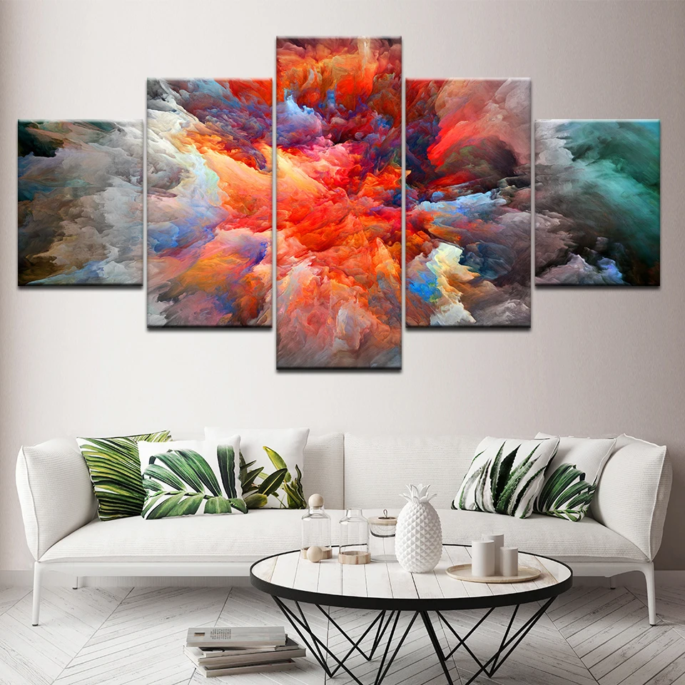 Холст Краски ing абстрактный дым взрыв 5 предмета в комплекте Wall Art модульная обои