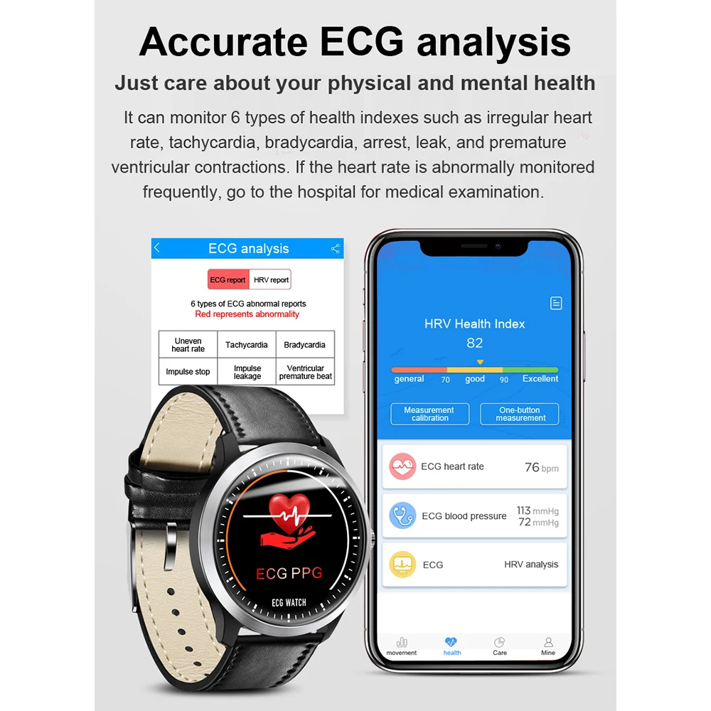 Смарт браслет часы ECG + PPG фитнес трекер умные пульсометр кровяное давление для IOS