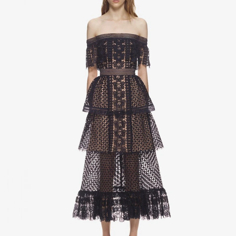 

Off Shoulder Dress Runway Female High Waist Party Long Dresses