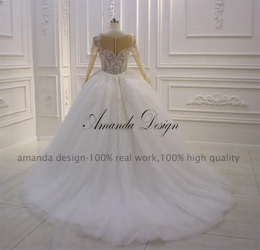 Аманда дизайн vestido de noiva с длинными рукавами Русалка Кружева свадебное платье со съемной юбкой