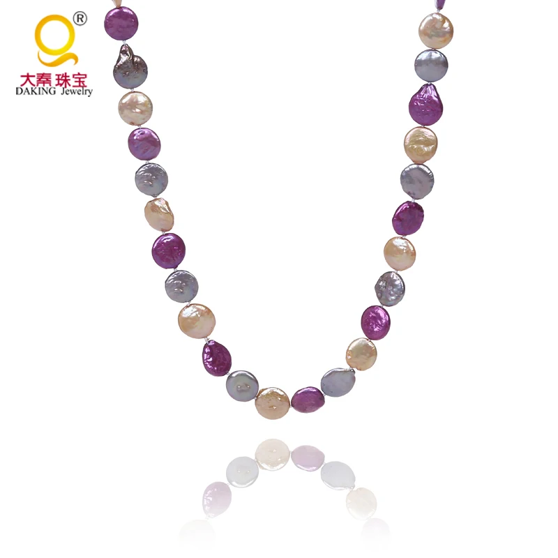 Деликатное 12 мм плоское круглое женское ожерелье цвета шампанского амаранта