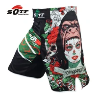 orangutan with beautiful pictures breathable fabric sports training boxing shorts mma thai boxing muay thai boxing mma fight
