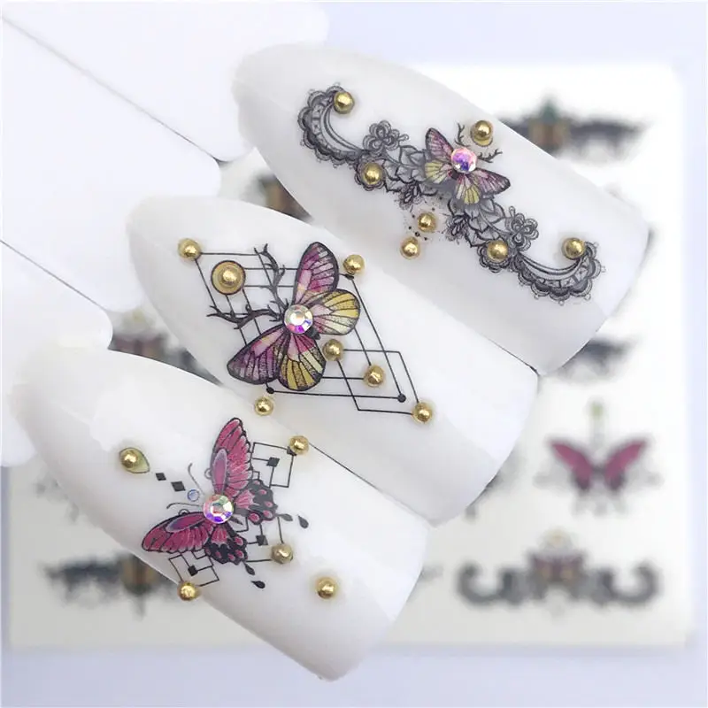 

WUF Nail Art Sticker Vintage Necklace Flower Pattern DIY Nails Decorations Tips Nail Care Decals