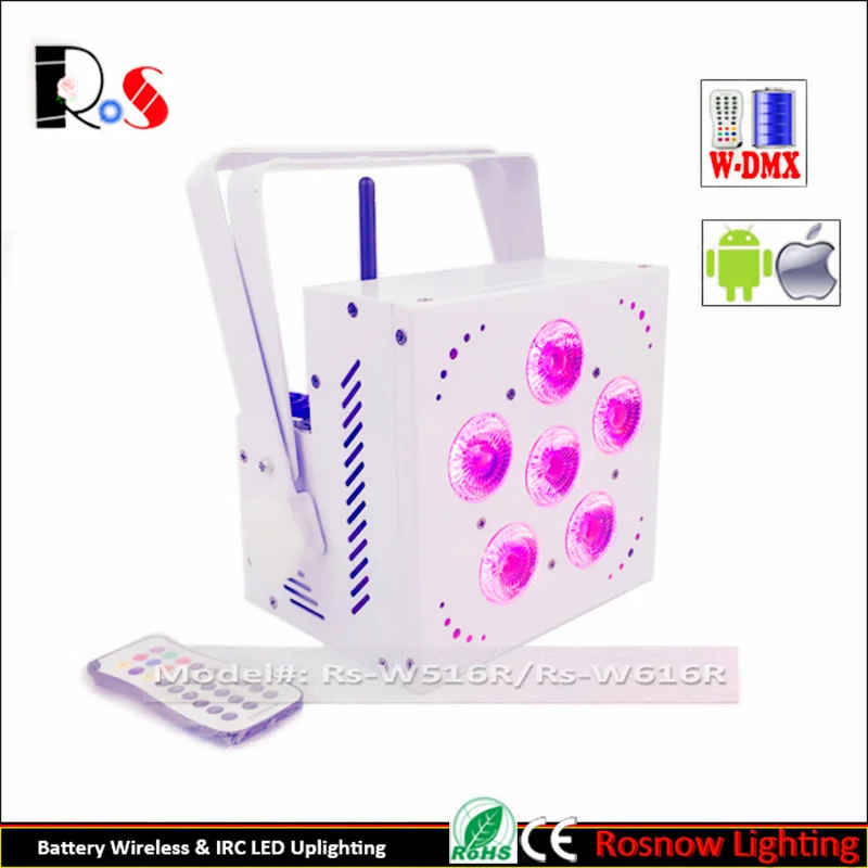 Образец 6x18 Вт RGBWA + UV 6 в 1 2 4 г W-DMX и IRC встроенный на батарейках DJ quad LED PAR-прожектор