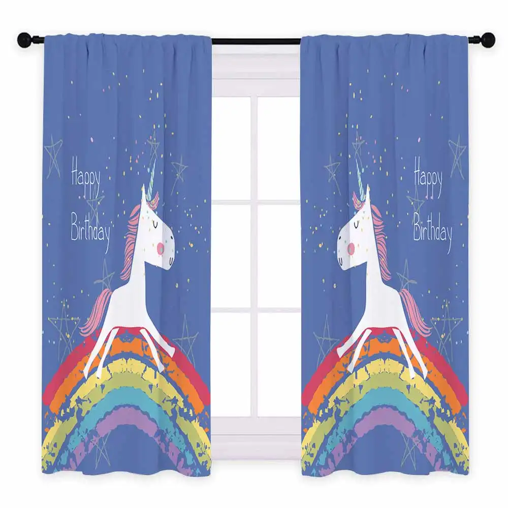 Style E - 2pcs Miracille смешной Единорог шторы мультфильм зеленый затемненный драпировка 3D печатных симпатичный воздушный шарик шторы для гостиной спальни - Цвет: Style E - 2pcs