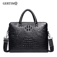 Mens Luxury Brand Genuine/Real Cowhide Leather Handbag Croc/Alligator Pattern Business Briefcase  Laptop Bags Shoulder Bag