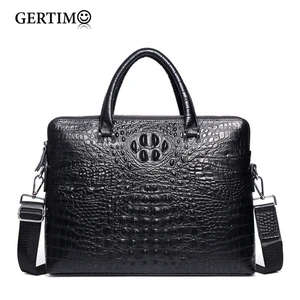 mens luxury brand genuinereal cowhide leather handbag crocalligator pattern business briefcase laptop bags shoulder bag free global shipping