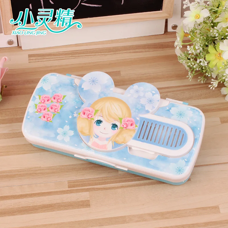 С изысканными зеркальными расческами для девочек коробка канцтоваров