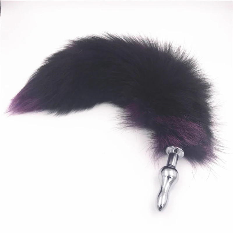 2 Size Anal Plug Faux Big Tail Butt Purple Anus Bead Stainless Steel Stopper Sex Toys for Women H8-5-152G | Красота и здоровье