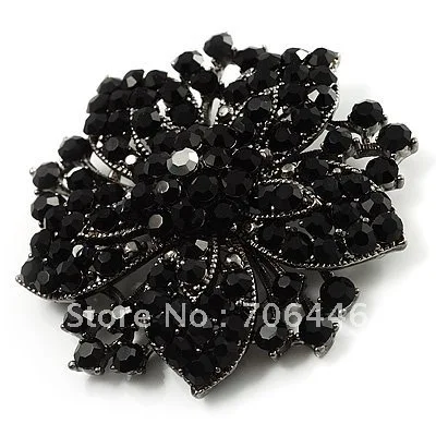 2 1 дюймовая большая черная покрытая стразами Винтажная брошь | Украшения и