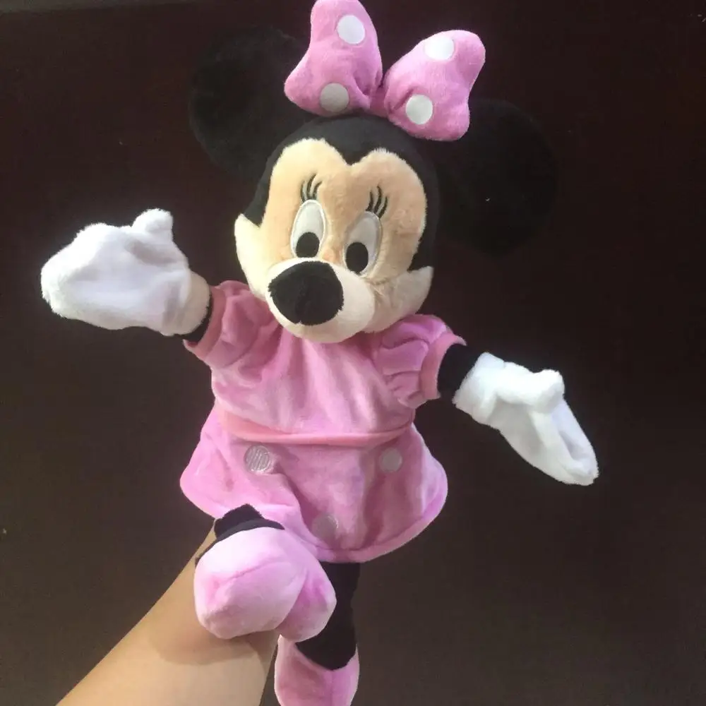 minnie 1 шт., оригинальная ручная кукла Микки Маус, Дональд Дак, Минни Маус, тигровый тигр, плюшевые кукольные игрушки, подарки для новорожденного, мягкие игрушки - Цвет: minnie