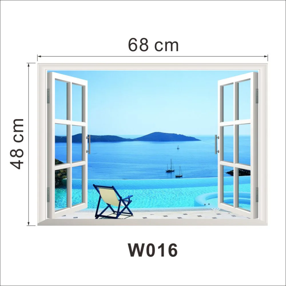 Sunshine Beach Chair Resorts 3D виниловая наклейка на стену со съемным видом окно декор для