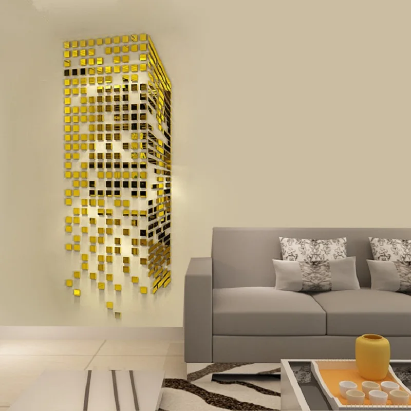 

Мозаика акриловая 3D настенная наклейка зеркальная вход в гостиную ТВ фон обои настенное украшение креативная зеркальная Настенная Наклейк...