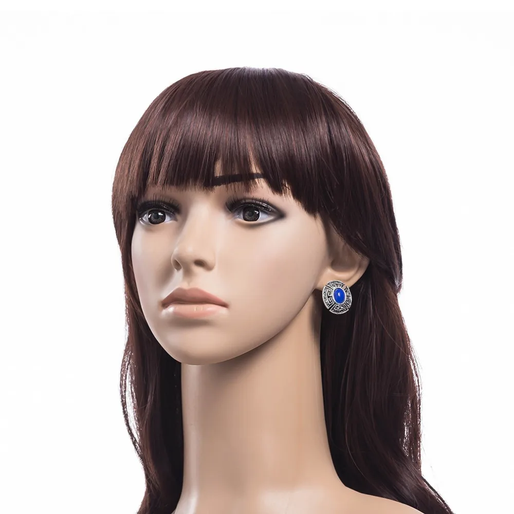 New Fashion Vintage Delicate Oval Blue Rhinestone Ear Studs Earrings Solid Stone Earing for Girls Women Wholesale | Украшения и
