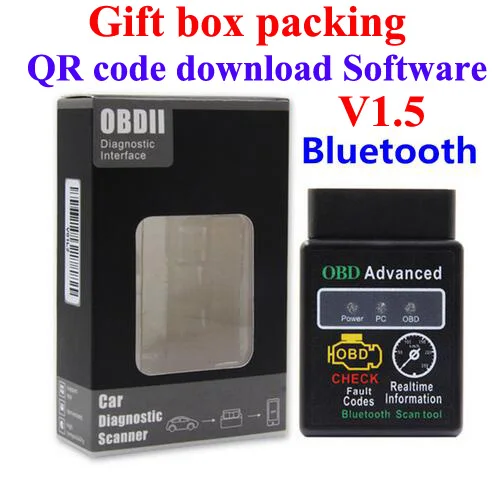 Лучший сканер HH Elm327 V1.5 bluetooth OBD2 с чипом 25K80 Bluetooth ELM 327 Инструмент для диагностики