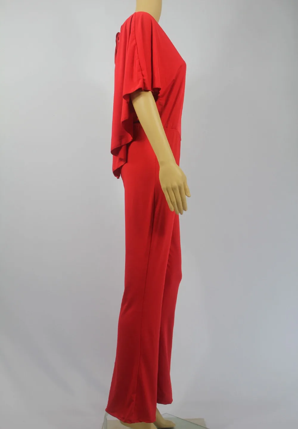 Женский комбинезон красный с открытой спинкой на завязках длинный|women jumpsuit|designer