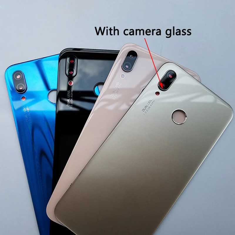 Задняя крышка аккумуляторного отсека для Huawei nova 3e стеклянная рамка задней камеры