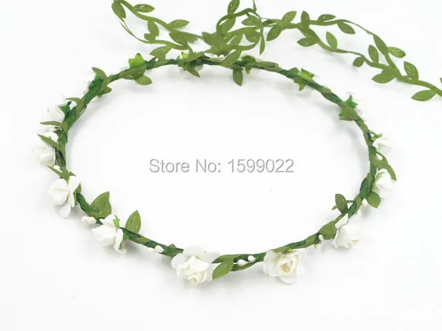 Цветочная корона белая повязка на голову в деревенском стиле Свадебный декор
