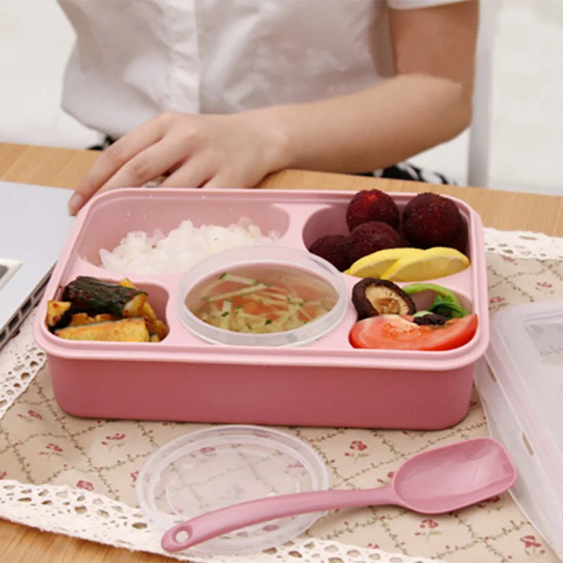 Детский Ланч-бокс Bento портативная коробка для бенто школы синий розовый детская микроволновая печь пищевой контейнер Кухонный Контейнер для хранения Ланчбокс пищевой термос