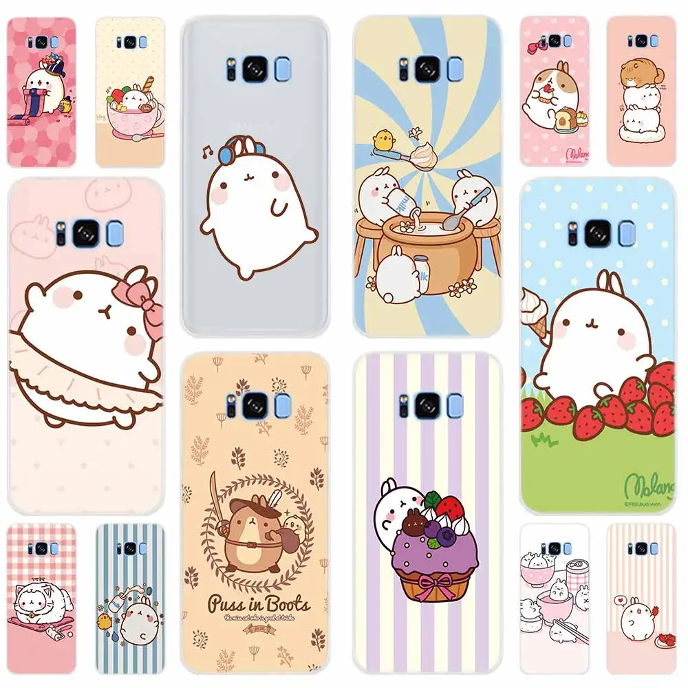 Милый чехол Molang с милым рисунком кроликов для Samsung Galaxy S8 S9 S10 S20 S21 Plus Uitra Lite Ultra Cover S10E