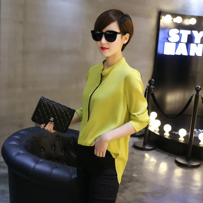 Горячая распродажа женщины топы и блузки 2016 новинка длинным рукавом сплошной