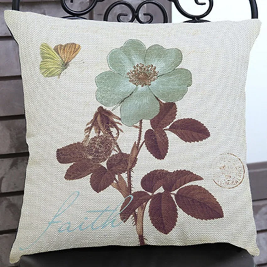 Ретро дикие цветы синий цвет печать дивана Подушка домашнее декоративное