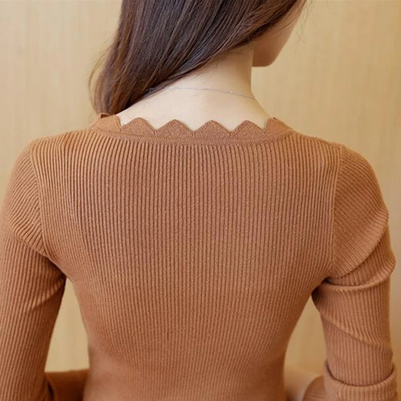

Nice Autumn Fashion Women Sweater High Elastic Solid Sweater Women Slim Sexy Pull Bottoming Basic Knitted Pullovers Tops LU288