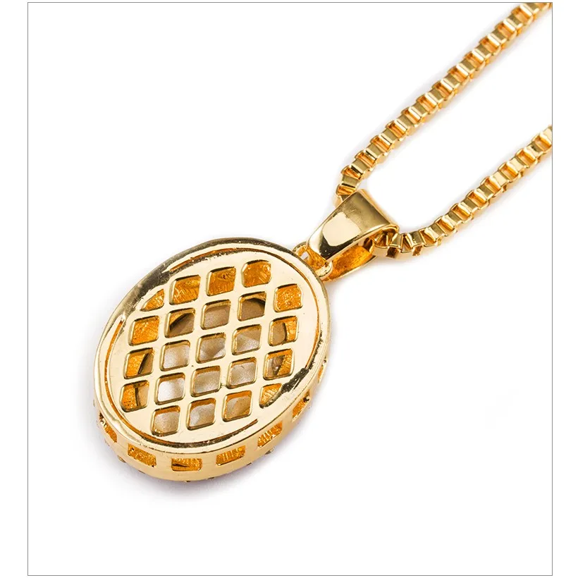 Мужские нагрудные украшения Bling Crystal Iced Out красный драгоценный камень CZ кулон цепь золотые овальные Стразы Подвески ожерелье ювелирные изделия подарок для женщин