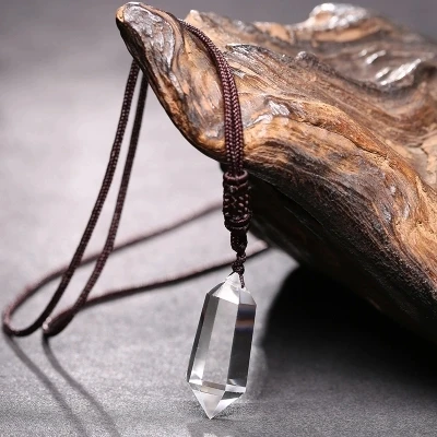 

Authentic natural white crystal hexagon magic stick pendant Europe and America hot style.