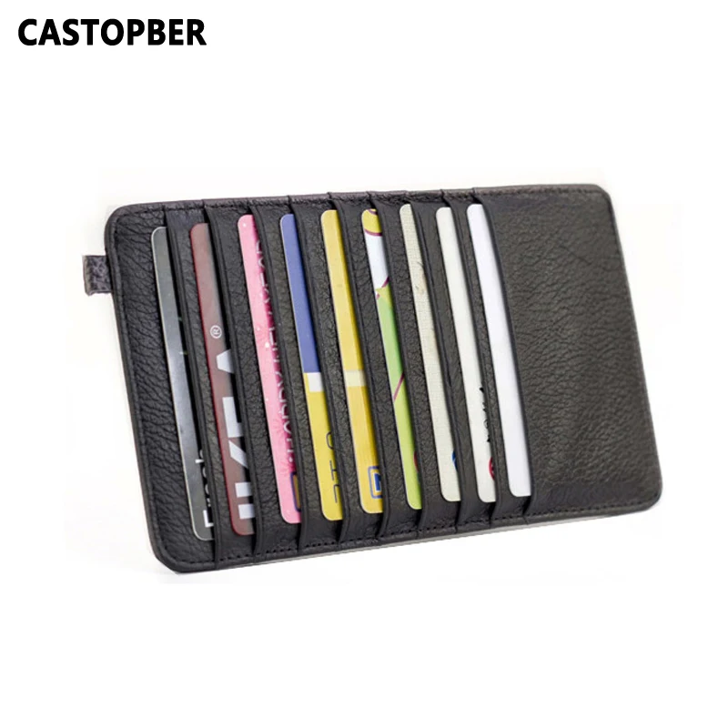 Super Thin Quality Cowhide 100% Genuine Leather 18 Card Slots Business Holders Long Wallet Credit ID Holder Unisex Men | Багаж и сумки