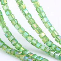 olingart square 3468mm austria crystal beads charm glass bead green plating ab color loose spacer bead for diy jewelry making
