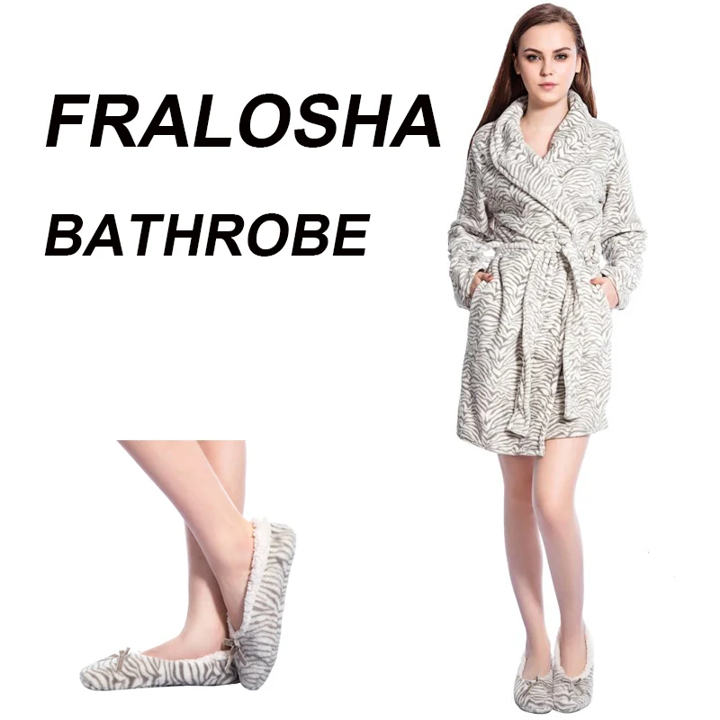 FRALOSHA Для женщин белые полосы теплые фланелевые Свадебные халат Ночное пижамы