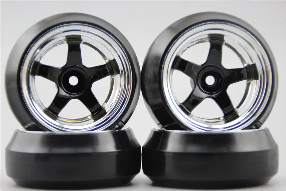 4 шт. RC 1/10 жесткая дрифтерная шина Флекс W5S4CK 6 мм (хром + черная картина) подходит