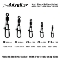 adygil matt black fishing rolling swivel with fastlock snap kits adrs fastlock snap mixed 2 4 6 8 10 200pcslot