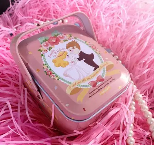 

10pcs Pink new Korean version of tinplate creative child box wedding candy portable iron box gift box gift box