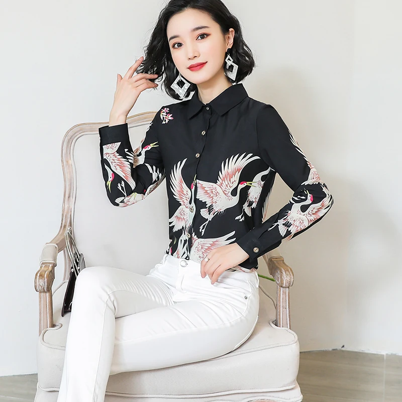Blusas Mujer De Moda 2021 Женские топы и блузки размера плюс кнопка воротника в форме