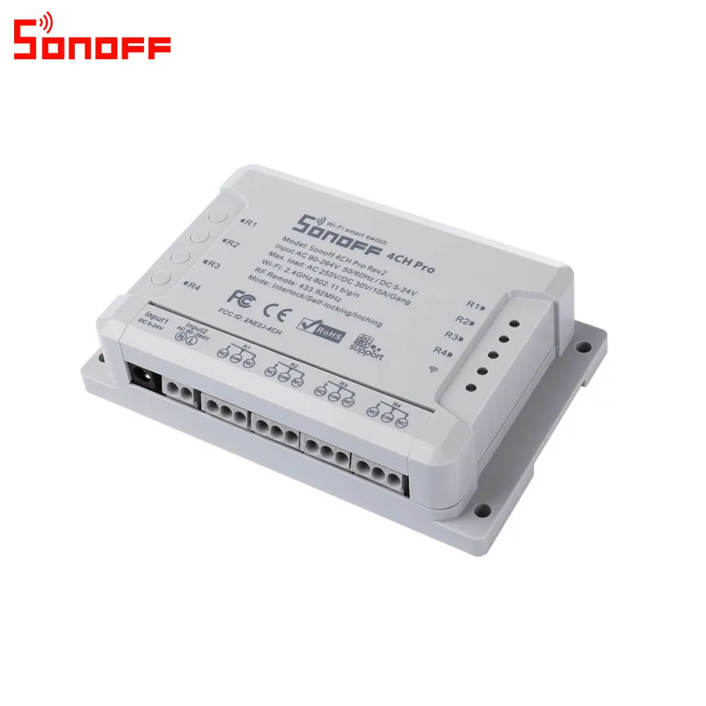 Itead Sonoff 4CH Pro R2 Wifi переключатель 4 канала инчинг самоблокирующийся замок умный WiFi RF пульт дистанционного управления работа с Alexa