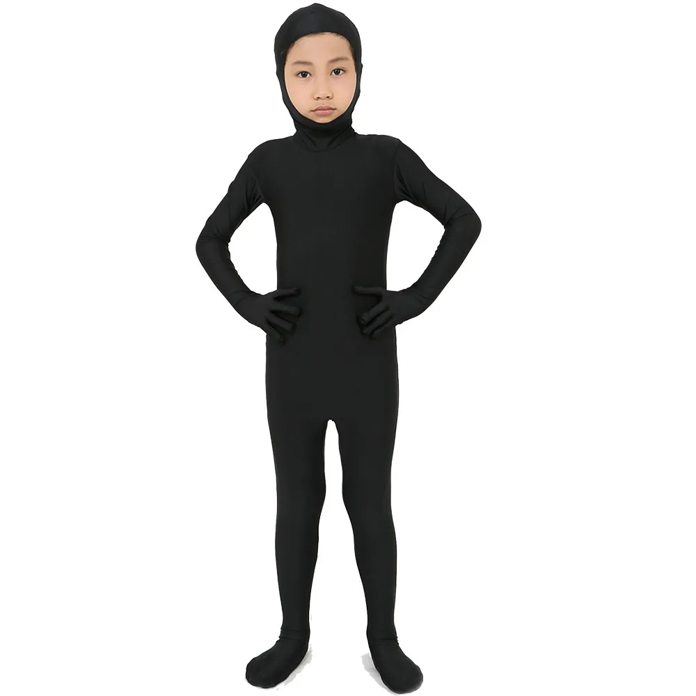 Детское боди с открытым лицом Zentai танцевальная одежда из лайкры молнией сзади