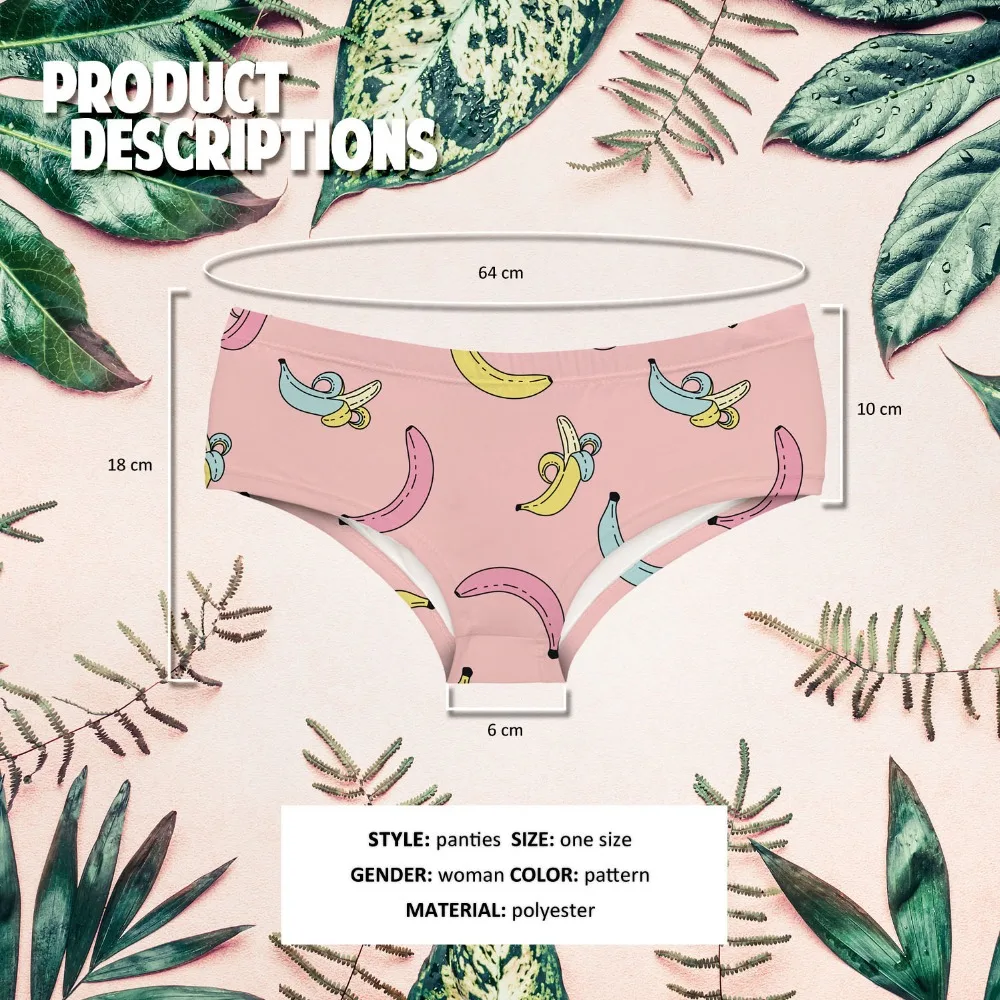 Женские трусики с забавным принтом LEIMOLIS розовые пуш ап в виде банана