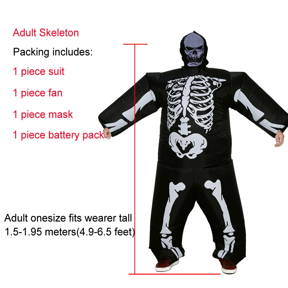 Adult Skeleton JYZCOS надувной костюм Грим жнец костюмы на Хэллоуин для женщин и мужчин Детский карнавальный костюм - Цвет: Adult Skeleton