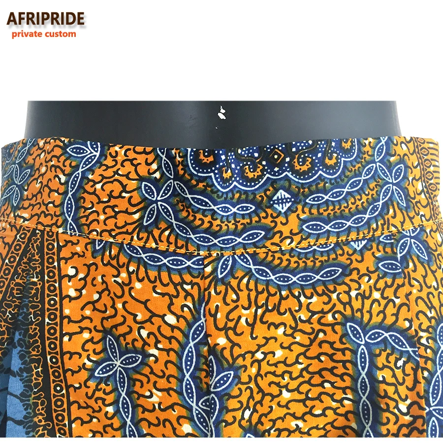 Осенний Модный женский костюм AFRIPRIDE, индивидуальное платье с открытыми плечами длиной до щиколотки+ штаны длиной до щиколотки, батик, хлопок, A722624