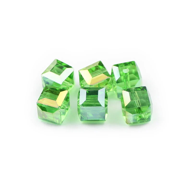 Grass Green WLYeeS 10 мм AB цветные Австрийские квадратные хрустальные бусины 10 шт. стеклянные свободные бусины для колье серьги кулон изготовление своими руками - Цвет: Grass Green
