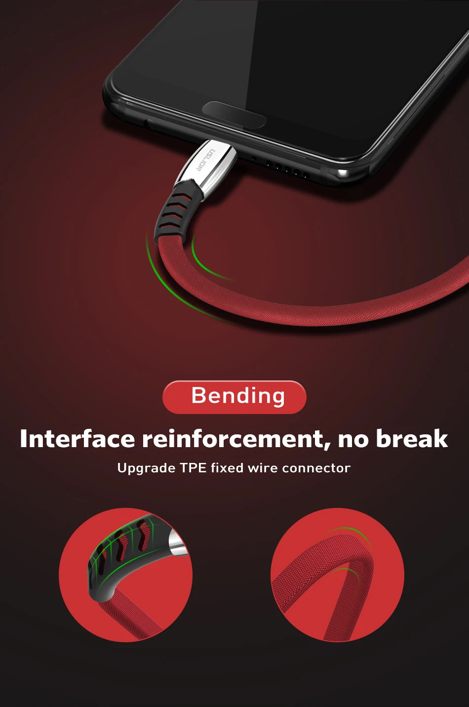 USLION USB кабель типа C из сплава USB C кабель типа C для huawei P20 Lite Pro 2A usb кабель для зарядки samsung galaxy s9 s8 plus
