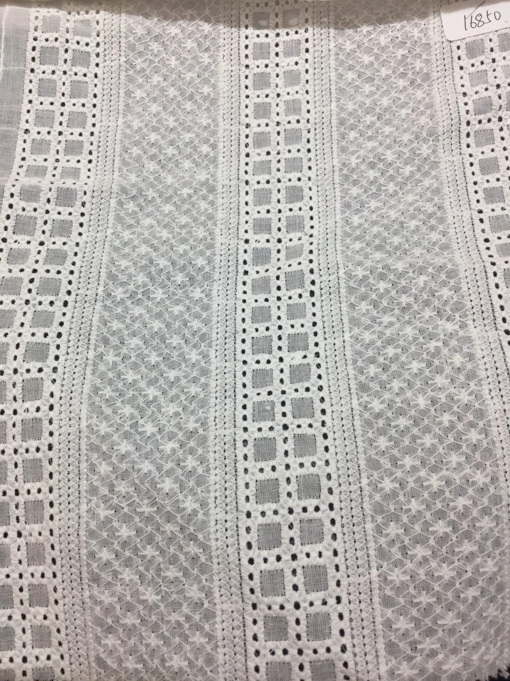 

(1yard) 100% cotton white good quality soft full embroidery lace fabric for lady dress wedding party