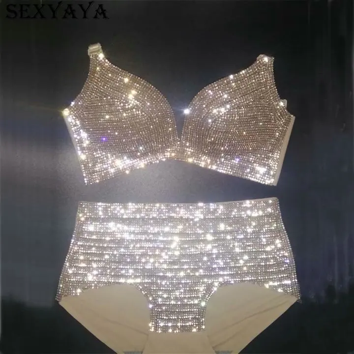 Vacation bikini set 2018 sexy women diamond swimwear push up rhinestone biquini bling stones lady bathing suit New hot |