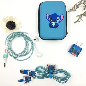 Милый мультяшный usb кабель протектор для Наушников набор с кабелем Стикеры