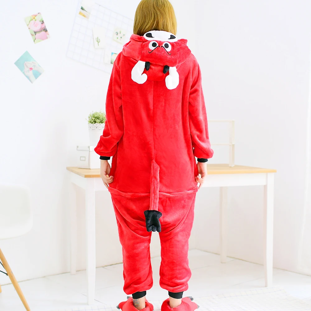 Cartoon Animal Red cow Plush Unisex Flannel Hooded Pajamas For Women Men Girls party Costume |