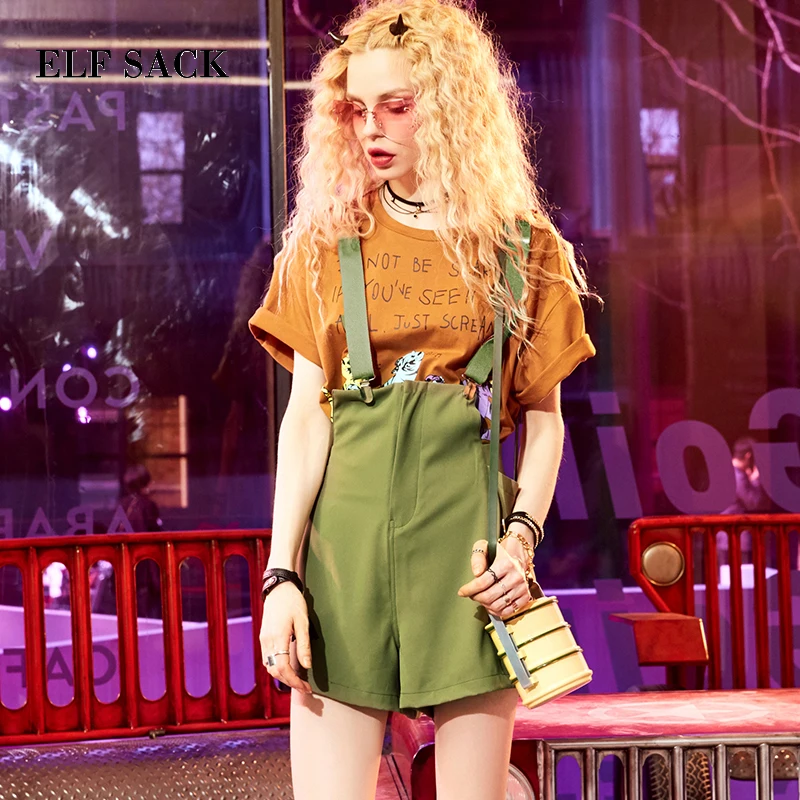 ELFSACK летние женские шорты мягкие модные элегантные британский стиль короткие